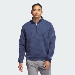 Zakładana przez głowę bluza Ultimate365 Dwr Textured Quarter Zip. Niebieskie bluzy męskie Adidas, bez wzorów, bez kaptura. Za 329.00 zł.