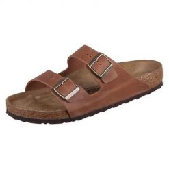 Klapki unisex Birkenstock Arizona Cognac. Brązowe klapki męskie Birkenstock, z materiału, młodzieżowe. Za 569.45 zł.