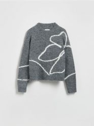Sweter ze wzorem - wielobarwny. Swetry damskie Reserved, l, bez wzorów, z dzianiny, bez kołnierzyka, bez ramiączek, bez kaptura. Za 139.99 zł.