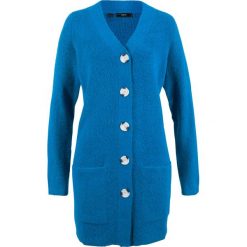 Sweter rozpinany, długi rękaw bonprix lazurowy niebieski. Niebieskie kardigany damskie bonprix. Za 99.99 zł.