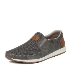 Półbuty Rieker. Szare półbuty na co dzień męskie Rieker, bez zapięcia. Za 329.99 zł.