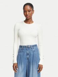 Guess Bluzka W6YR09 Z0948 Kremowy Slim Fit. Białe bluzki damskie Guess, xxl, z aplikacjami, z wiskozy, bez kołnierzyka, bez ramiączek. Za 344.99 zł.