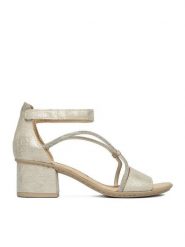 Rieker Sandały CEO-64654-40 Srebrny. Szare sandały damskie Rieker, bez wzorów, ze skóry, bez obcasa, na słupku, bez zapięcia. Za 319.99 zł.