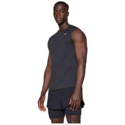 Koszulka do biegania męska Mizuno Impulse Core Sleeveless. Czarne koszulki sportowe męskie Mizuno, m, bez wzorów, z materiału, bez kołnierzyka, bez ramiączek, do biegania. Za 69.99 zł.