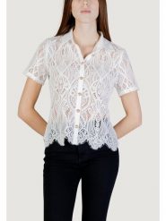 Morgan Koszula 261-DLILA Biały Regular Fit. Białe bluzki damskie Morgan, m, bez wzorów, z bawełny, bez kołnierzyka, bez ramiączek. Za 229.99 zł.