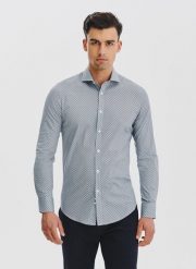 PAKO LORENTE - Koszula męska we wzór geometryczny. Koszule męskie Pako Lorente, m, bez wzorów, z bawełny, bez kołnierzyka, bez ramiączek. Za 149.99 zł.