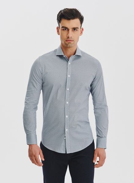 PAKO LORENTE - Koszula męska we wzór geometryczny. Koszule męskie Pako Lorente, m, bez wzorów, z bawełny, bez kołnierzyka, bez ramiączek. Za 149.99 zł.