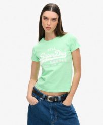 Dopasowana koszulka graficzna Neon Vl. Zielone t-shirty damskie Superdry., xs, bez wzorów, z bawełny, bez kołnierzyka. Za 135.30 zł.