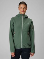 4F Kurtka softshell wiatroodporna damska - turkusowa S. Niebieskie kurtki damskie 4f, l, bez wzorów, z materiału, bez kaptura. Za 299.99 zł.