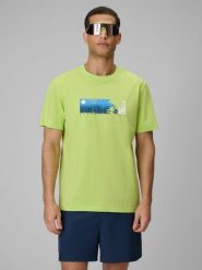 Чоловічий T-shirt regular з принтом - зелений. Koszulki sportowe męskie 4f, s, bez wzorów, bez kołnierzyka. Za 699.90 zł.