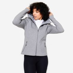 Bluza z kapturem damska Domyos Gym & Pilates. Szare bluzy sportowe damskie DOMYOS, xs, bez wzorów, z bawełny, z kapturem, na fitness i siłownię. W wyprzedaży za 99.99 zł.