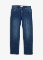 Dżinsy ze stretchem o kroju relaxed fit, straight, z bawełny organicznej. Niebieskie jeansy męskie bonprix, klasyczne. Za 132.99 zł.