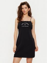 KARL LAGERFELD Koszula nocna A1W46081 Czarny Regular Fit. Czarne piżamy damskie KARL LAGERFELD, xxl, bez wzorów, z bawełny, bez ramiączek. Za 269.99 zł.