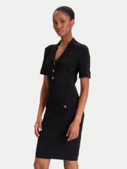 Guess Sukienka dzianinowa W5YK29 Z0130 Czarny Slim Fit. Czarne sukienki damskie Guess, xxl, z aplikacjami, z dzianiny, bez kołnierzyka, bez ramiączek. Za 309.99 zł.