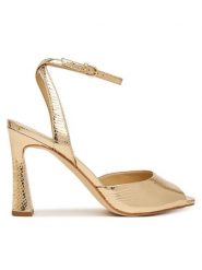 MICHAEL Michael Kors Sandały Rosie High 40S6RSHS1M Złoty. Żółte sandały damskie MICHAEL Michael Kors, bez wzorów, z materiału, bez obcasa, na słupku, bez zapięcia. Za 739.99 zł.