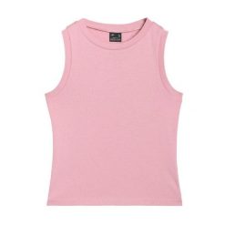 Tank Top Damski Bez Rękawów F132. Czerwone koszulki sportowe damskie 4f, bez wzorów, bez kołnierzyka, bez ramiączek, trekkingowe. Za 57.99 zł.