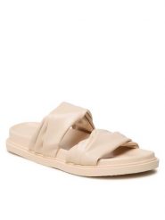 DeeZee Klapki E566-71 Beżowy. Brązowe klapki damskie DeeZee, bez wzorów, ze skóry, bez obcasa. Za 119.99 zł.