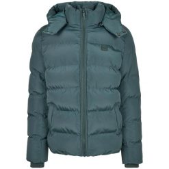 Męska Kurtka Puchowa Z Kapturem. Zielone kurtki męskie Urban Classics, m, bez wzorów, z puchu, trekkingowe. Za 286.99 zł.