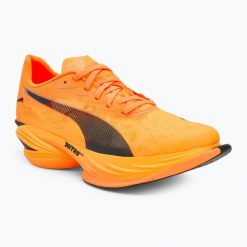 Buty do biegania damskie PUMA Fast-R Nitro Elite 3 heat fire/puma black. Brązowe obuwie sportowe damskie Puma, bez wzorów, z gumy, do biegania. Za 999.99 zł.