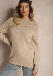 Beżowy Sweter z Dekoltem Opuszczonym na Ramiona Parila. Brązowe swetry damskie Renee, m, bez wzorów, casualowe, bez kołnierzyka, bez ramiączek, długie, bez kaptura. Za 99.99 zł.