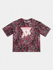 Guess T-Shirt J3BI41 J1313 Kolorowy Boxy Fit. T-shirty i topy dla dziewczynek Guess, z aplikacjami, z bawełny, bez ramiączek. Za 89.99 zł.