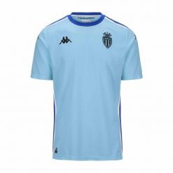 Koszulka bramkarska AS Monaco Kombat 2024/25. Niebieskie koszulki sportowe męskie Kappa, bez wzorów, bez kołnierzyka, bez ramiączek, do piłki nożnej. Za 378.50 zł.