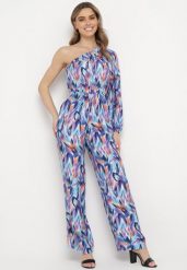 Niebiesko-Granatowy Kombinezon z Asymetryczną Górą na Jedno Ramię i Abstrakcyjnym Wzorem Leomaria. Niebieskie sukienki damskie Born2be, na imprezę, l, bez wzorów, z asymetrycznym kołnierzem, bez ramiączek, maxi, asymetryczne. Za 129.99 zł.