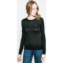 Lacoste - Sweter. Czarne swetry damskie Lacoste, z dzianiny, z okrągłym kołnierzem. W wyprzedaży za 339.90 zł.