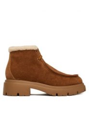 Stuart Weitzman Trzewiki Hudson Shrling SM607 YHV Miedziany. Brązowe botki damskie Stuart Weitzman, ze skóry, bez obcasa, na płaskiej podeszwie, bez zapięcia. Za 2,439.00 zł.