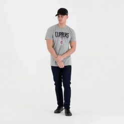 Koszulka Los Angeles Clippers NBA. Szare koszulki sportowe męskie New Era, xl, bez wzorów, z materiału, bez kołnierzyka, bez ramiączek, na fitness i siłownię. Za 126.50 zł.