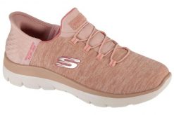 Damskie SUMMITS DAZZLING HAZE Slip-On Różowy. Czerwone trampki i tenisówki damskie Skechers, bez wzorów, z jersey, bez zapięcia. Za 299.99 zł.