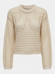 JDY Sweter Ronda 15317229 Beżowy Regular Fit. Brązowe swetry damskie JDY, m, bez wzorów, z syntetyku, bez kołnierzyka, bez ramiączek, bez kaptura. Za 99.99 zł.
