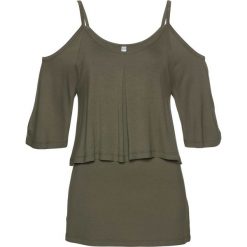 Shirt z odkrytymi ramionami bonprix ciemnooliwkowy. Bluzki damskie bonprix. Za 54.99 zł.