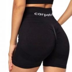 Spodenki sportowe damskie Carpatree Allure Czarne - CP-ASS-B. Czarne szorty sportowe damskie Carpatree, l, bez wzorów, z elastanu, sportowe, z podwyższonym stanem, na fitness i siłownię. Za 119.99 zł.