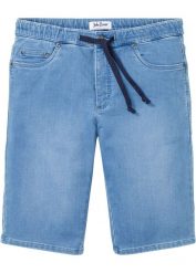 Bermudy dresowe w optyce dżinsowych, w wygodnym fasonie, Regular Fit. Niebieskie jeansy męskie bonprix. Za 129.99 zł.