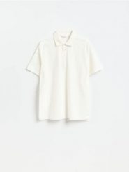 Koszulka polo comfort fit - złamana biel. Koszulki polo męskie Reserved, l, bez wzorów, z dzianiny, bez ramiączek. Za 79.99 zł.