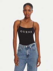 Guess Body O5RM11 KBBU1 Czarny Regular Fit. Czarne bluzki damskie Guess, xl, z aplikacjami, z bawełny, bez kołnierzyka, bez ramiączek. Za 79.99 zł.