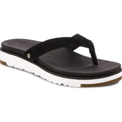 Japonki UGG - Lorrie 1092271 W/Blk. Czarne klapki damskie UGG, ze skóry. W wyprzedaży za 319.00 zł.