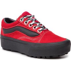 Sneakersy VANS - Old Skool Lug Pla VN0A3WLXVRX1 (90s Retro) Chili Pepper. Czerwone półbuty damskie Vans, bez wzorów, z materiału, eleganckie, bez obcasa, na koturnie, bez zapięcia. W wyprzedaży za 279.00 zł.