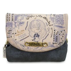 Granatowa Kompaktowa Portmonetka Damska Anekke. Niebieskie portfele damskie Anekke, z aplikacjami, z materiału. Za 129.00 zł.