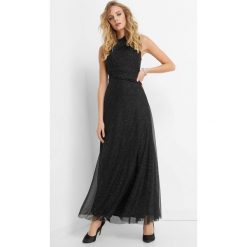 Błyszcząca sukienka maxi. Czarne sukienki damskie Orsay, w jednolite wzory, z dzianiny, eleganckie, ze stójką. Za 199.99 zł.