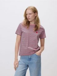 T-shirt z sercem - wielobarwny. T-shirty damskie Reserved, l, bez wzorów, z bawełny, bez kołnierzyka. Za 49.99 zł.