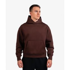 Bluza INTERLOCK OVERSIZE DZIK® brązowa. Brązowe bluzy męskie DZIK, s, z aplikacjami, z materiału, bez kaptura, na jogę i pilates. Za 349.99 zł.