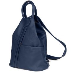 Granatowy Plecak Damski Skórzany Trójkąt Pojemny Beltimore Q60. Niebieskie plecaki damskie Beltimore, bez wzorów, ze skóry, eleganckie. Za 199.99 zł.