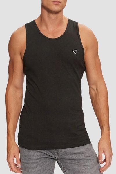 GUESS Czarna męska podkoszulka 2 Pack, Rozmiar L. Czarne t-shirty męskie Guess, l, z aplikacjami, bez kołnierzyka. W wyprzedaży za 133.99 zł.