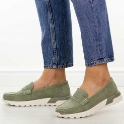 Khaki skórzane mokasyny damskie Filippo Dp7528/26. Brązowe mokasyny damskie Filippo, z jeansu, casualowe. Za 219.00 zł.