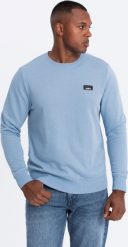 Ombre Nierozpinana męska dresowa bluza z metalowym pinem błękitna V3 OM-SSNZ-0136 L. Niebieskie bluzy męskie Ombre, l, bez wzorów, z dresówki, bez kaptura. Za 139.99 zł.