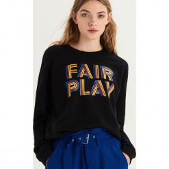 Bluza z kolorowym nadrukiem - Czarny. Bluzy damskie marki Sinsay. W wyprzedaży za 19.99 zł.