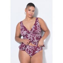 Damskie Figi od bikini wysoki stan print na całej powierzchni. Fioletowe bikini damskie Ulla Popken, l, bez wzorów, plus size. Za 99.99 zł.