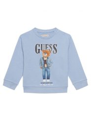 Guess Bluza N6RQ03 KAD74 Błękitny Regular Fit. Niebieskie bluzy dla chłopców Guess, z aplikacjami, z bawełny, bez ramiączek, bez kaptura. Za 159.99 zł.